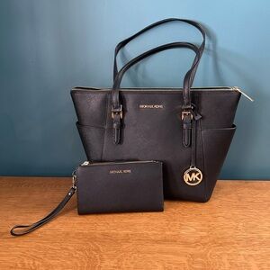 Michael Kors Elegant Black Tote and Wristlet